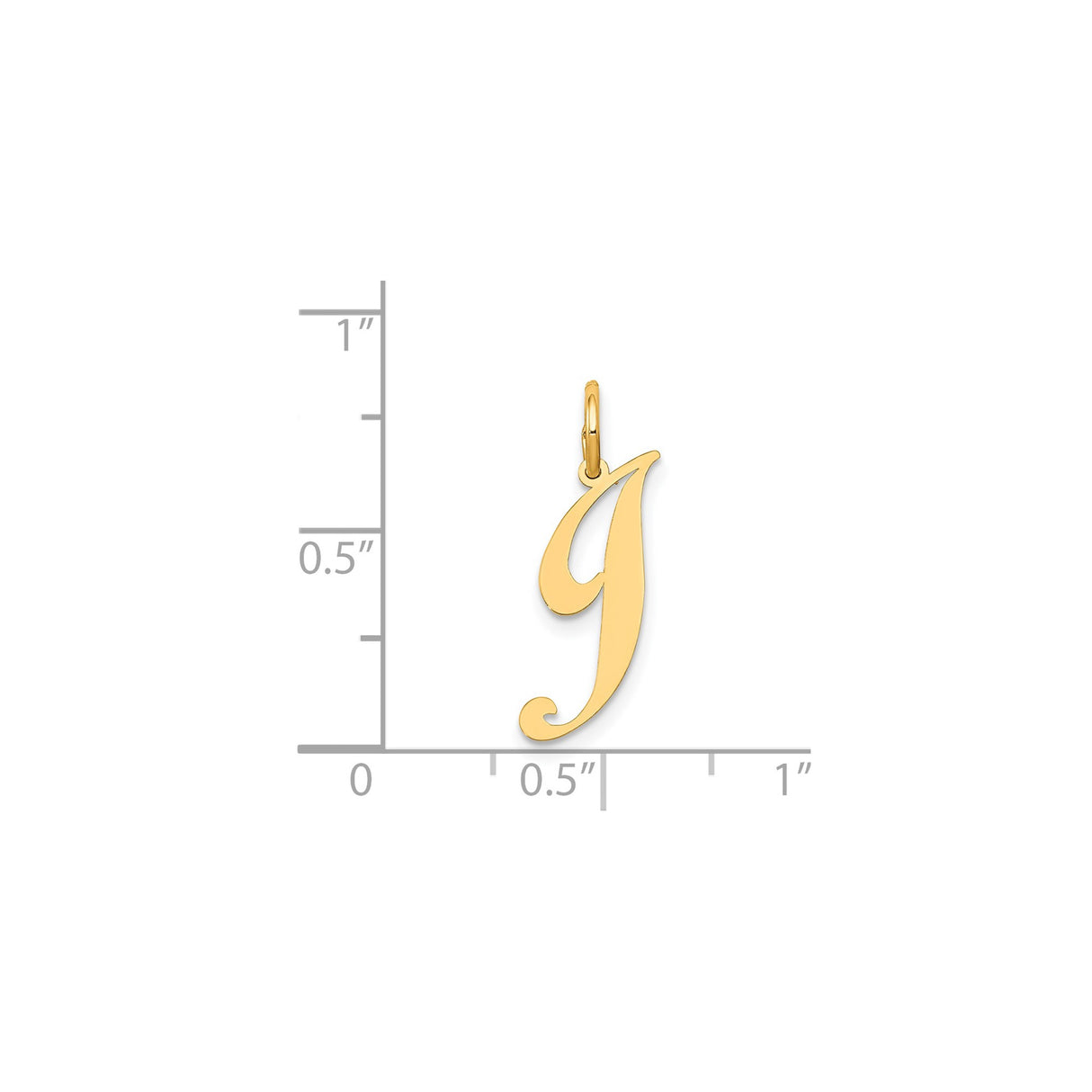 14k Yellow Gold Script Initial J Pendant, Polished Cursive Letter Charm for Women