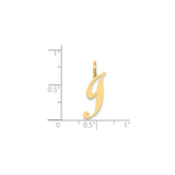 14k Yellow Gold Script Initial J Pendant, Polished Cursive Letter Charm for Women