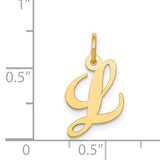 14k Yellow Gold Script Initial L Pendant, Polished Cursive Letter Charm for Women