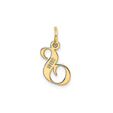 14k Yellow Gold Script Initial Pendant, Polished Letter S Charm for Women