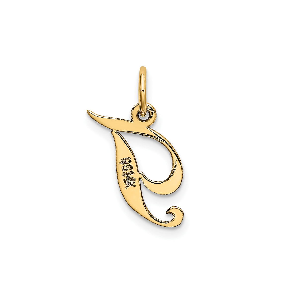 14k Yellow Gold Initial J Pendant Charm, Script Letter Design for Women