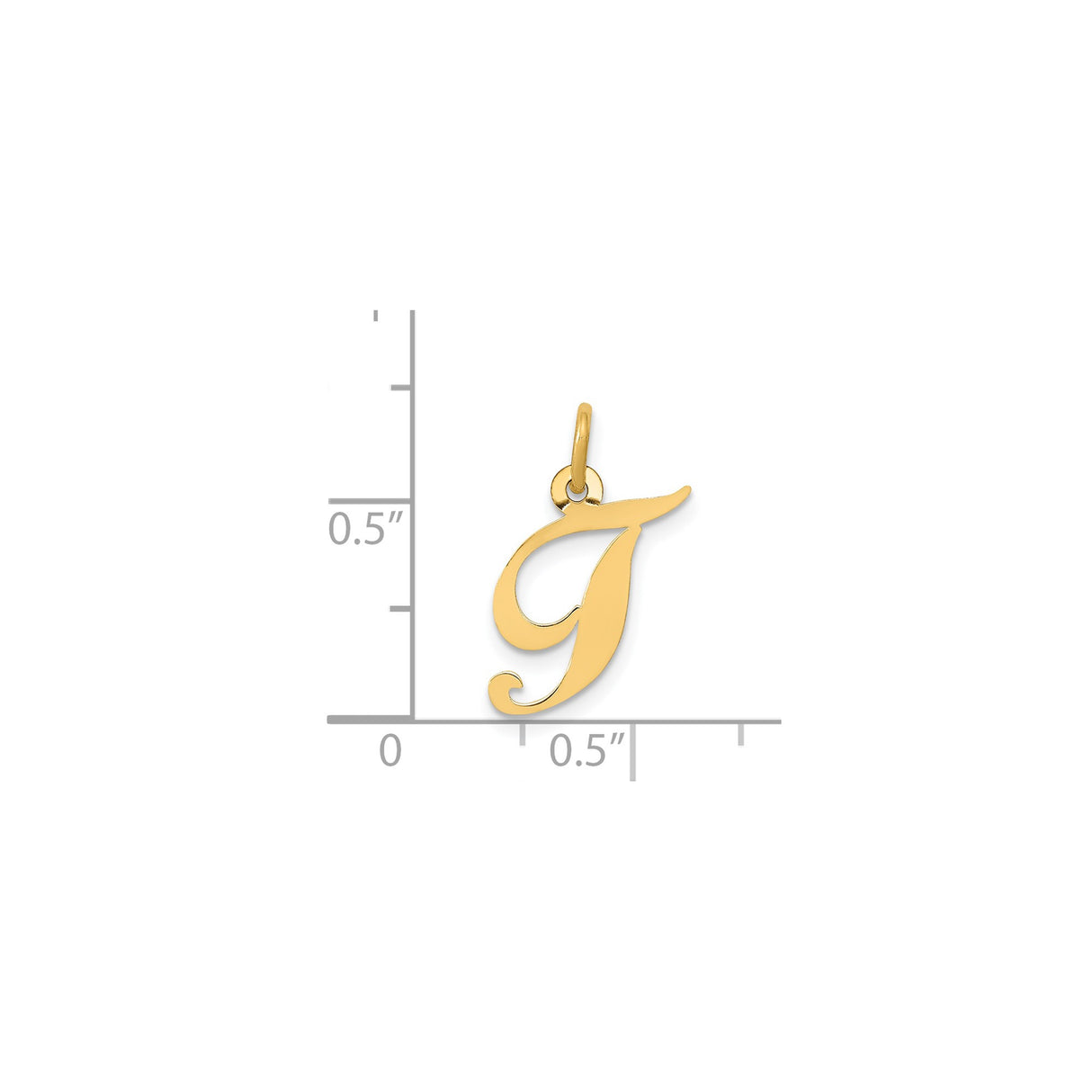 14k Yellow Gold Initial J Pendant Charm, Script Letter Design for Women