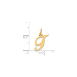 14k Yellow Gold Initial J Pendant Charm, Script Letter Design for Women