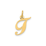 14k Yellow Gold Initial J Pendant Charm, Script Letter Design for Women