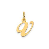 14k Yellow Gold Script Initial W Pendant, Polished Cursive Letter Charm for Women