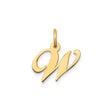 14k Yellow Gold Script Letter W Pendant, Cursive Initial Charm for Women