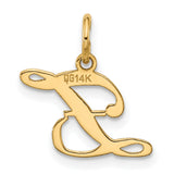Small Fancy Script Letter Z Initial Charm Pendant in Real 14k Yellow Gold