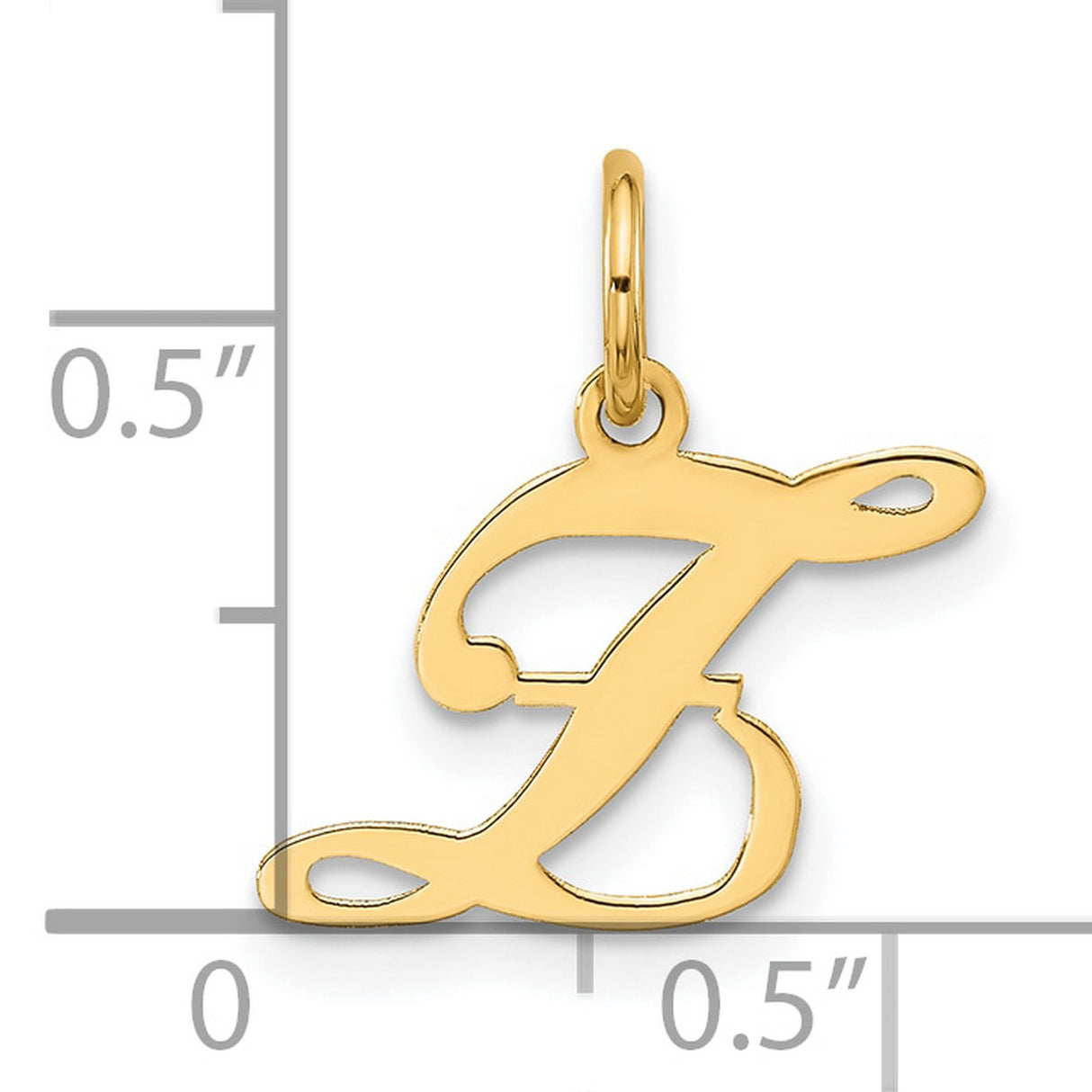 Small Fancy Script Letter Z Initial Charm Pendant in Real 14k Yellow Gold