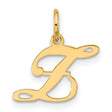 Small Fancy Script Letter Z Initial Charm Pendant in Real 14k Yellow Gold