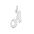 14k White Gold Script Initial Pendant, Polished Cursive Letter A Charm for Women