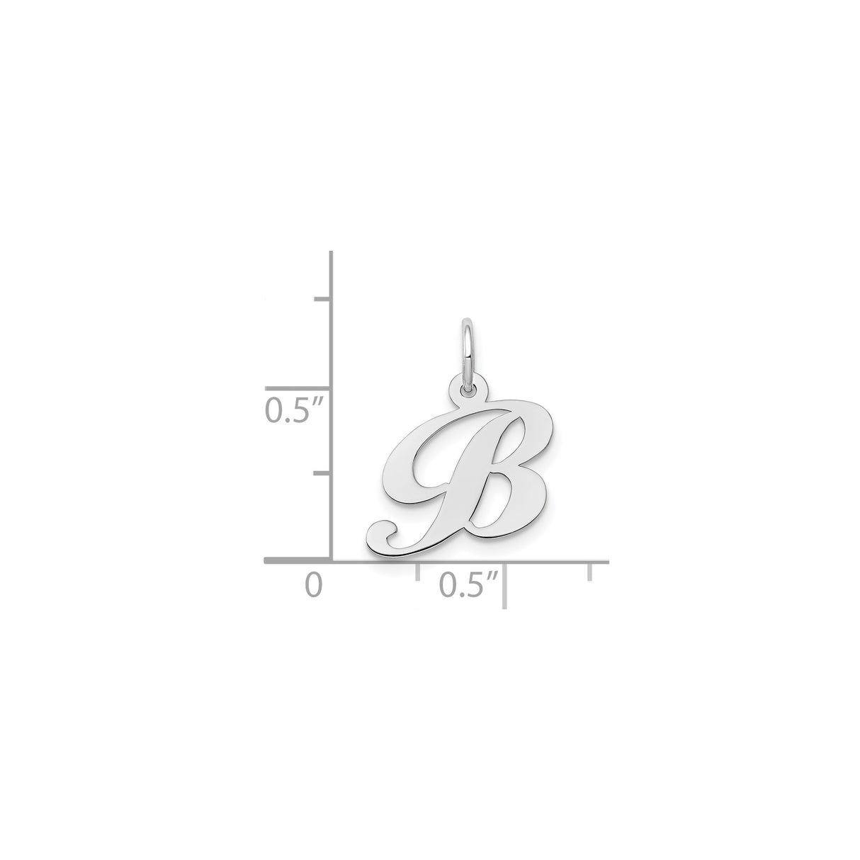 14k White Gold Initial B Pendant, Cursive Script Letter Charm for Women