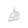 14k White Gold Initial B Pendant, Cursive Script Letter Charm for Women