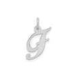 14k White Gold Script Initial F Pendant, Cursive Letter Charm for Necklace or Bracelet