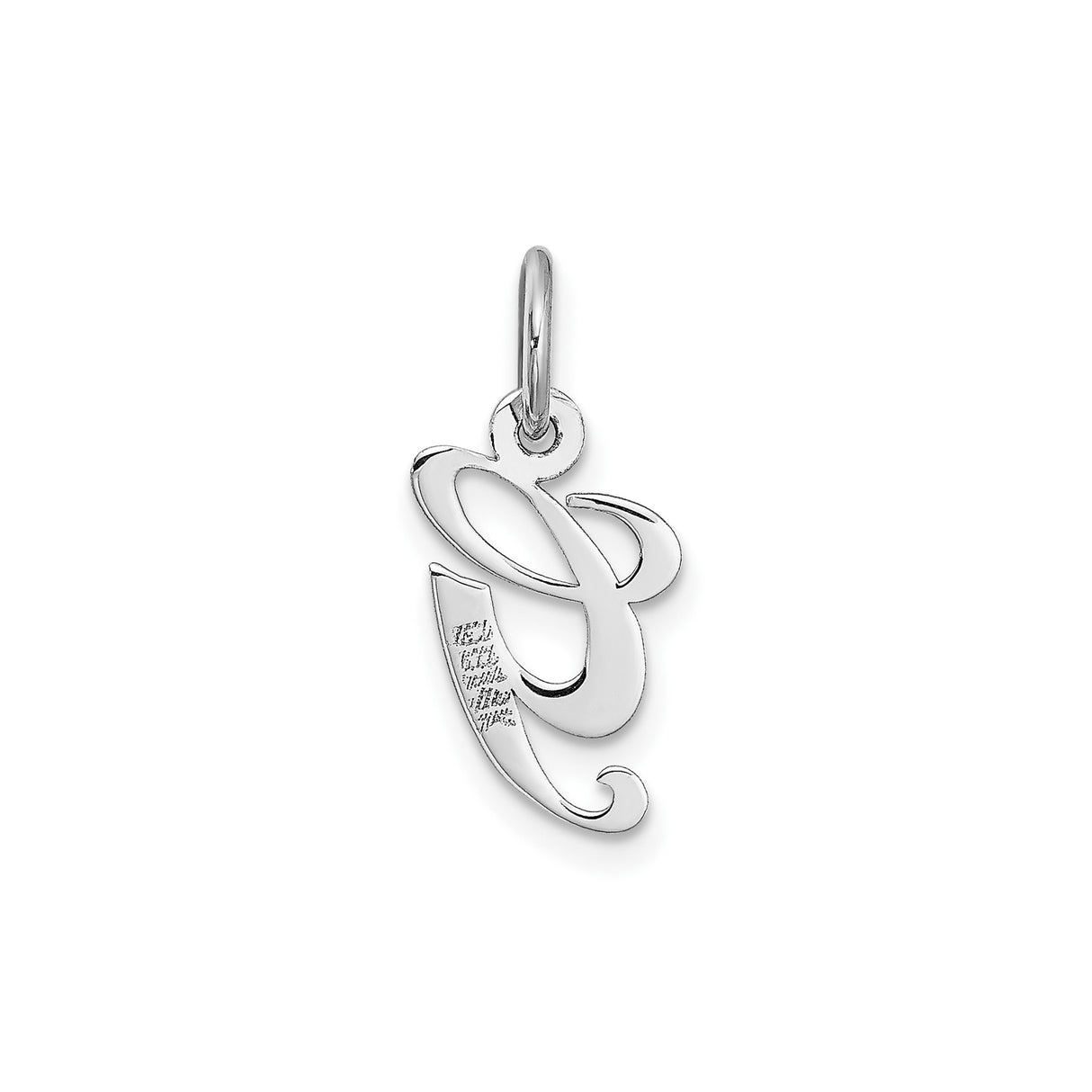 14k White Gold Letter G Pendant Charm, Polished Script Initial Jewelry for Women or Unisex Wear