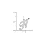 14k White Gold Initial H Pendant, Polished Script Letter Charm for Women