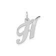 14k White Gold Initial H Pendant, Polished Script Letter Charm for Women
