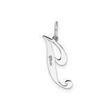 14k White Gold Script Letter J Pendant Charm with Polished Finish for Women