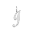 14k White Gold Script Letter J Pendant Charm with Polished Finish for Women