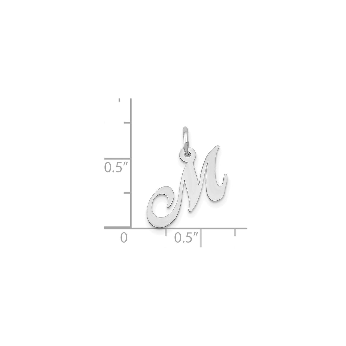 14k White Gold Script Letter M Pendant, Custom Initial Monogram Charm for Women