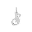 14k White Gold Script Letter S Pendant Charm, Polished Monogram Design for Women