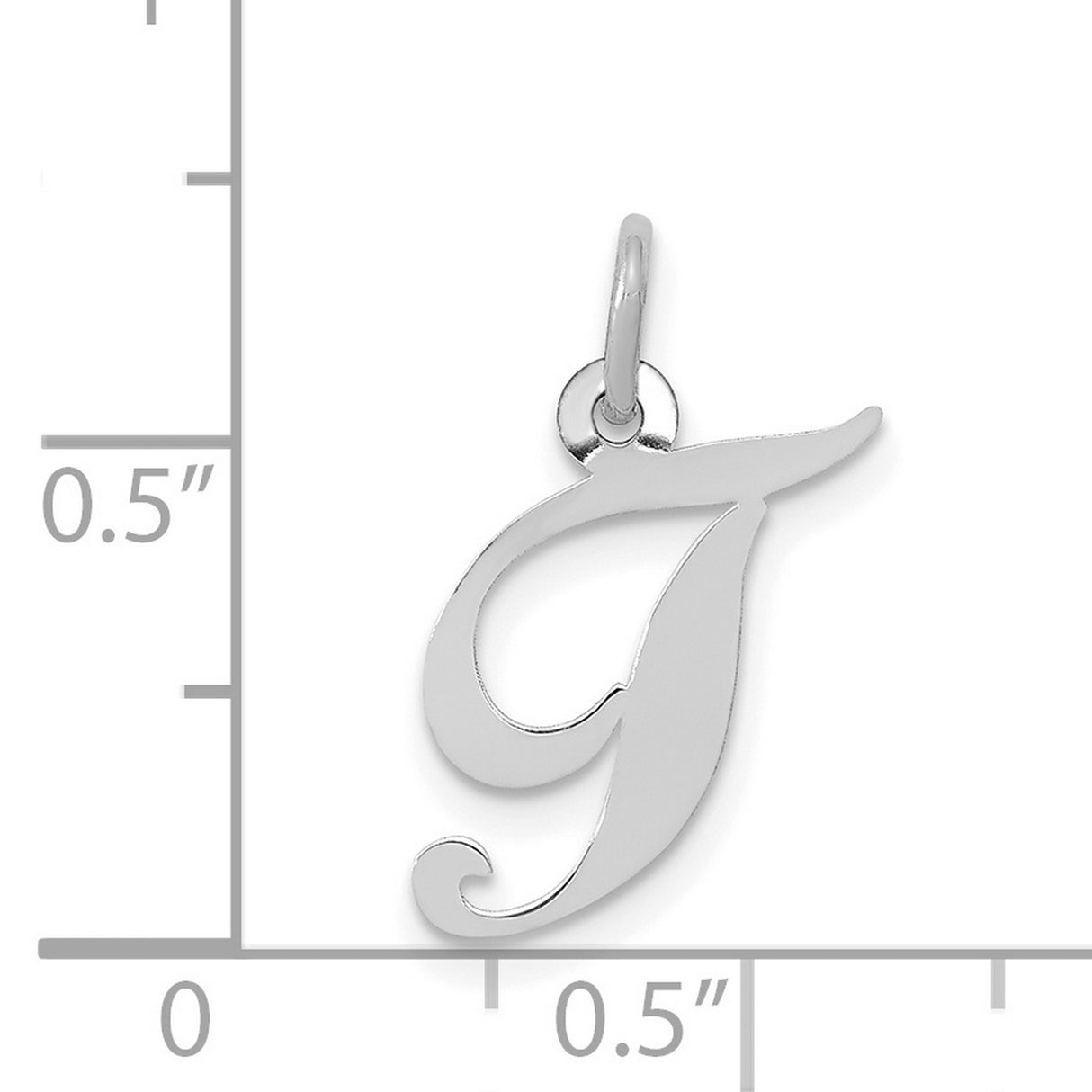 14k White Gold Script Initial J Pendant, Polished Cursive Letter Charm for Women