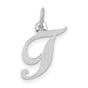 14k White Gold Script Initial J Pendant, Polished Cursive Letter Charm for Women