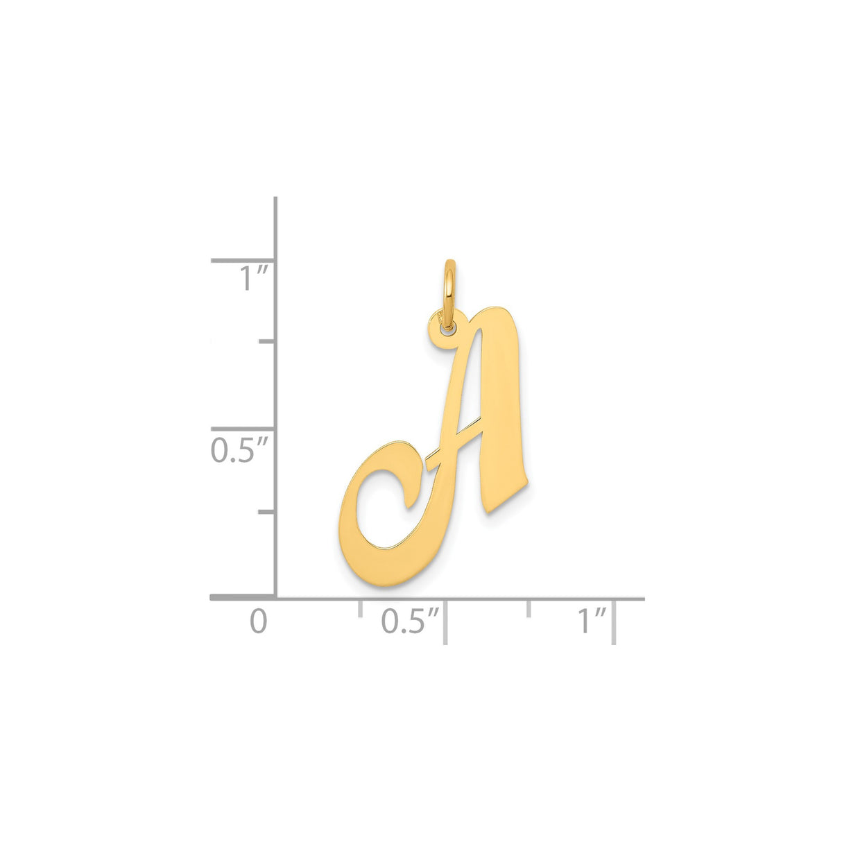 14k Yellow Gold Script Letter A Pendant, Polished Cursive Initial Charm for Women