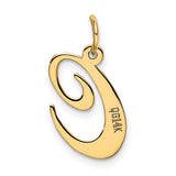14k Yellow Gold Script Letter C Pendant, Polished Cursive Initial Charm for Women
