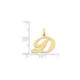 14k Yellow Gold Script Initial D Pendant, Polished Cursive Letter Charm for Women