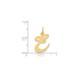 14k Yellow Gold Pendant Charm, Script Letter E Uppercase Initial Design for Women