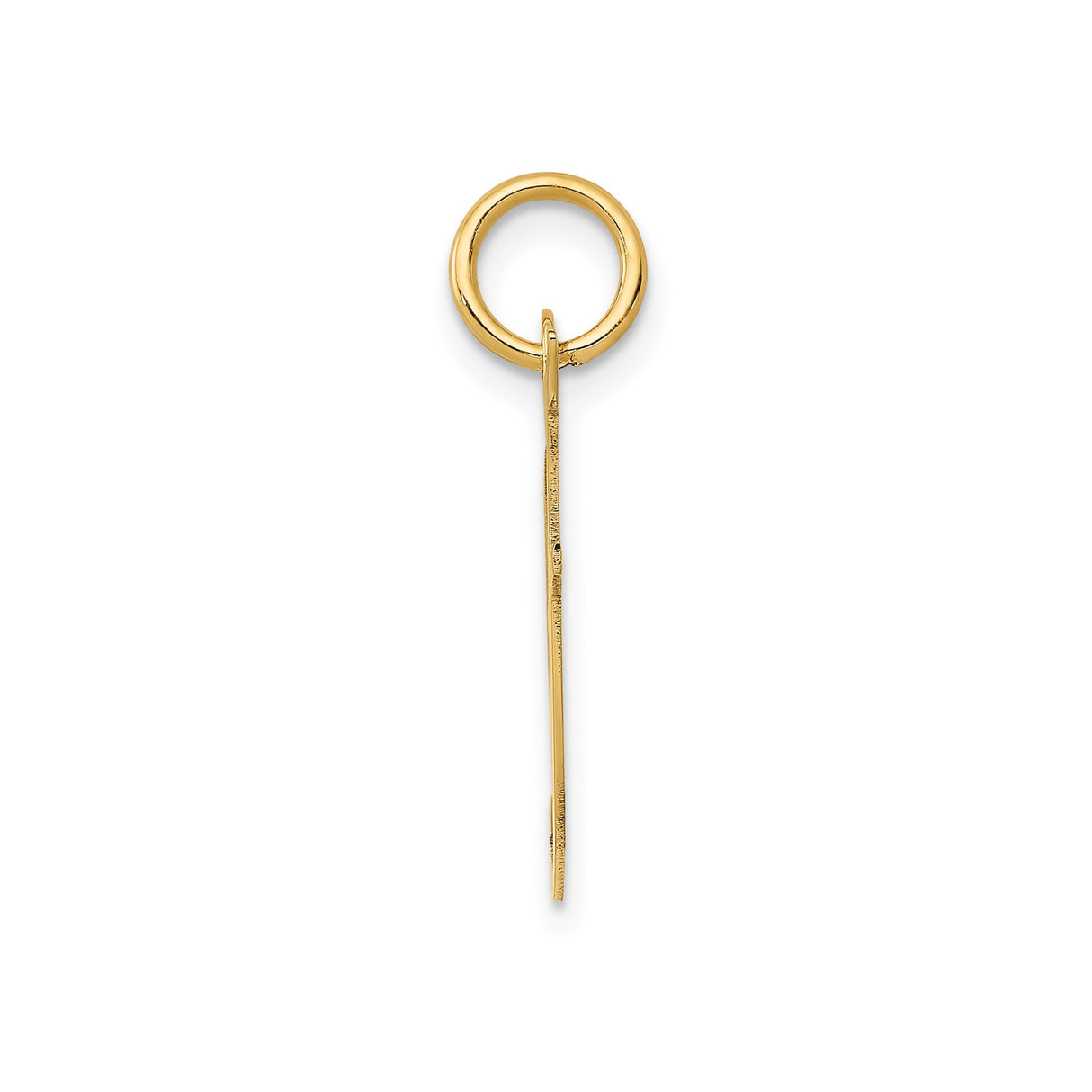 14k Yellow Gold Script F Pendant, Polished Cursive Initial Charm for Women