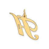 14k Yellow Gold Pendant, Cursive Letter H Script Initial Charm for Women or Unisex Wearers