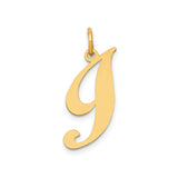14k Yellow Gold Initial Pendant, Script Letter J Charm in Cursive Alphabet Style for Women