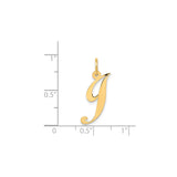 14k Yellow Gold Script Initial J Pendant, Cursive Letter Charm for Women or Unisex Wear