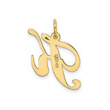14k Yellow Gold Script Letter K Pendant, Dainty Alphabet Initial Charm for Women