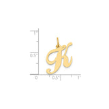14k Yellow Gold Script Letter K Pendant, Dainty Alphabet Initial Charm for Women