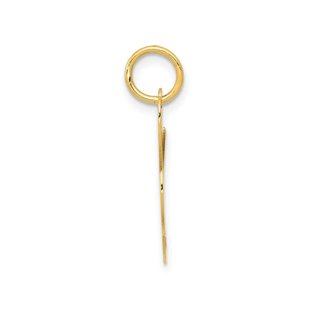 14k Yellow Gold Script Initial Letter L Pendant Charm, Polished Monogram Jewelry