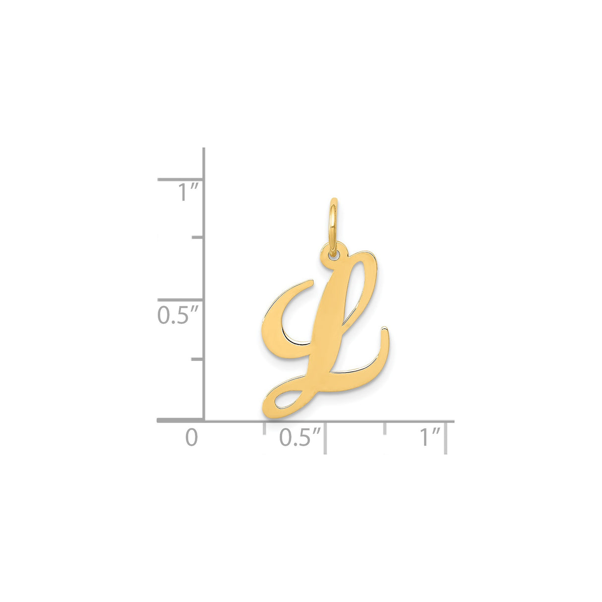 14k Yellow Gold Script Initial Letter L Pendant Charm, Polished Monogram Jewelry