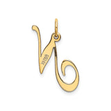 14k Yellow Gold Script Letter N Pendant, Uppercase Initial Charm for Women