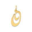 14k Yellow Gold Script Initial J Pendant, Polished Uppercase Letter Charm for Women