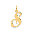14k Yellow Gold Script Initial S Pendant Charm, Polished Cursive Letter Jewelry for Women