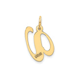 14k Yellow Gold Letter W Pendant, Script Initial Charm for Women or Unisex Wear