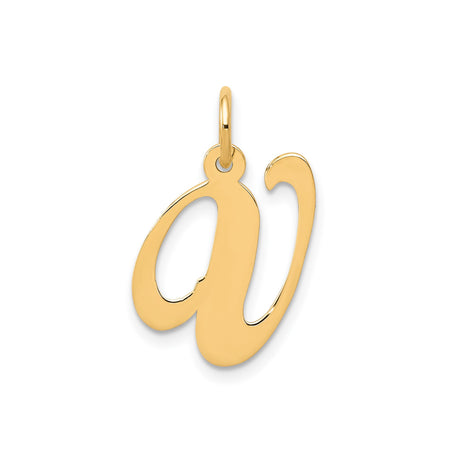 14k Yellow Gold Letter W Pendant, Script Initial Charm for Women or Unisex Wear