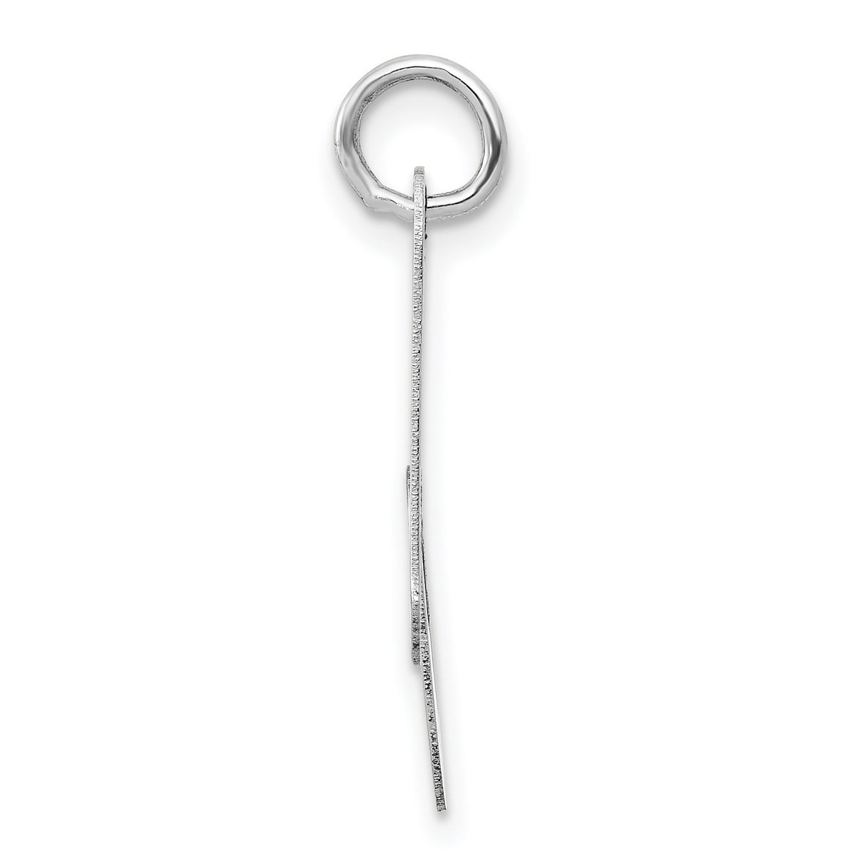 Medium Fancy Script Upper Case Letter A Initial Charm Pendant in Real 14k White Gold