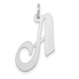 Medium Fancy Script Upper Case Letter A Initial Charm Pendant in Real 14k White Gold