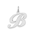 14k White Gold Initial Pendant, Script Letter B Charm in Cursive Design for Women