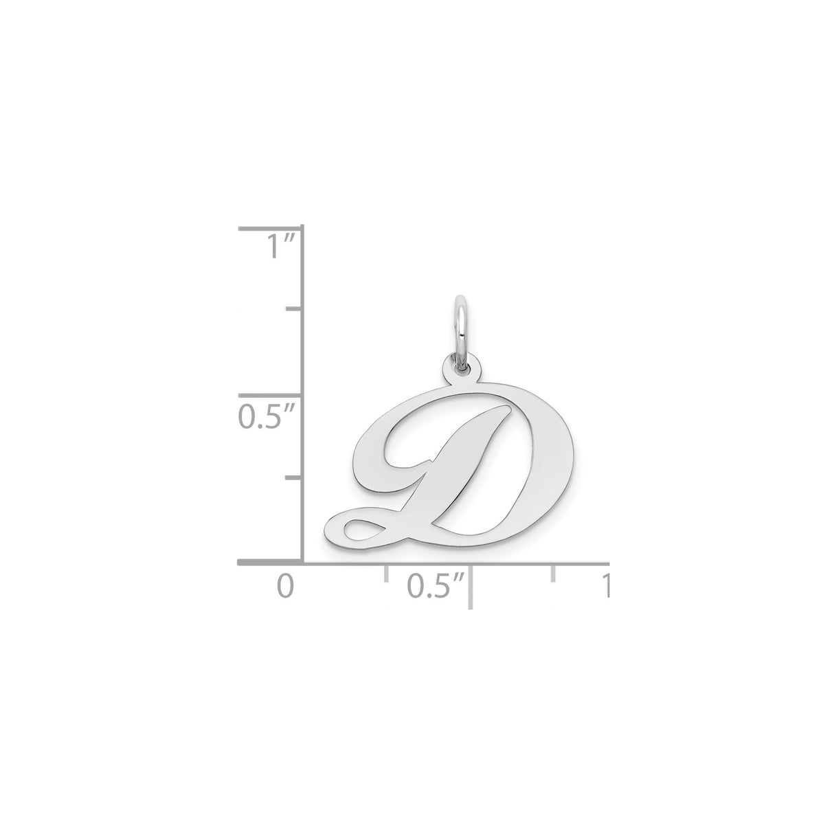 14k White Gold Pendant, Script Letter D Initial Monogram Charm for Women