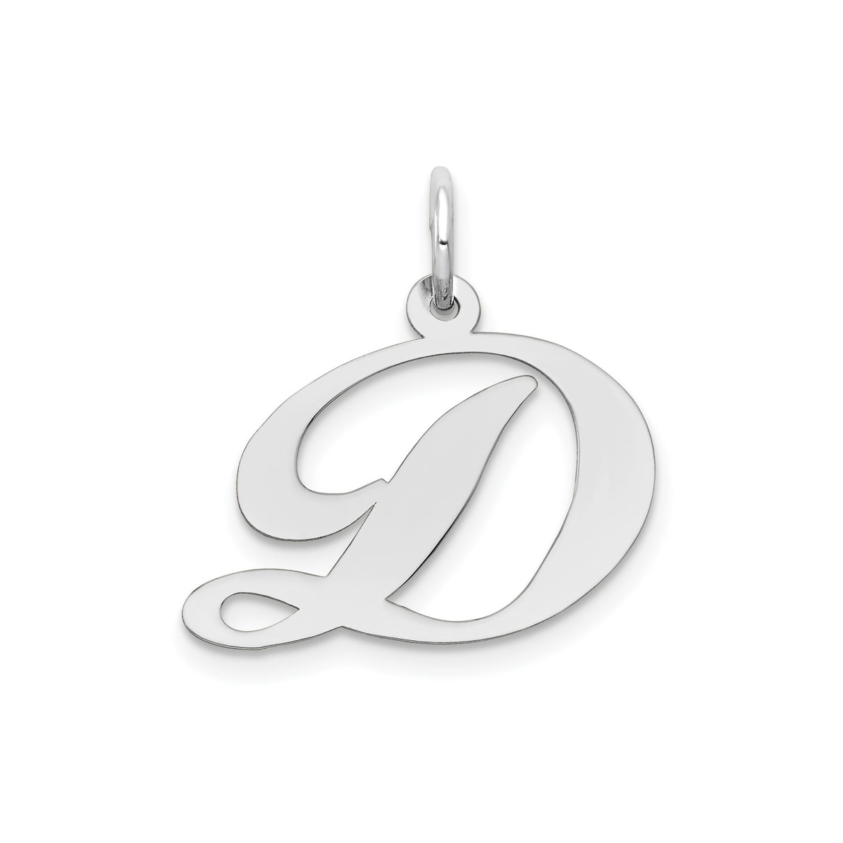 14k White Gold Pendant, Script Letter D Initial Monogram Charm for Women
