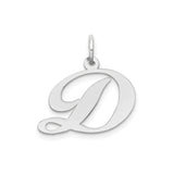 14k White Gold Pendant, Script Letter D Initial Monogram Charm for Women