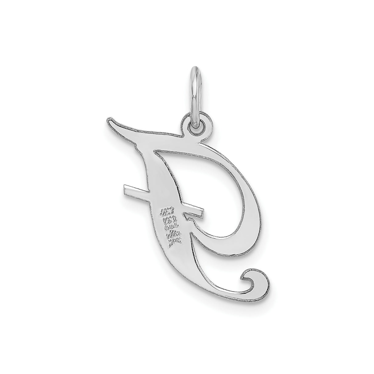 14k White Gold Script Initial F Pendant, Cursive Letter Charm for Women